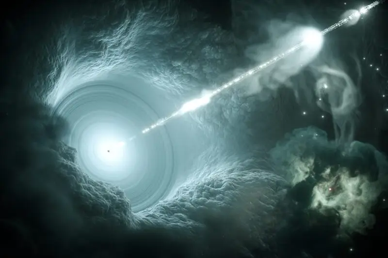 Scoperto il Blazar Più Distante: Un Buco Nero Supermassiccio a Otto Miliardi di Anni Luce