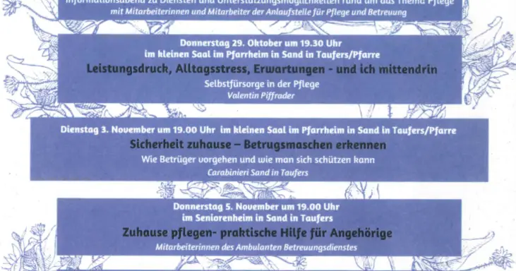 Die Carabinieri Sand in Taufers informieren zum Thema: Sicherheit zuhause–Betrugsmaschen erkennen