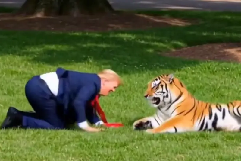 Trump Condivide Video di Aggressione da Tigre: Reazioni e Controversie